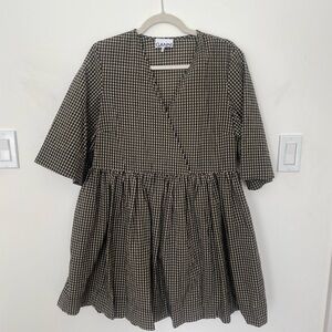 GANNI seersucker mini gingham dress
